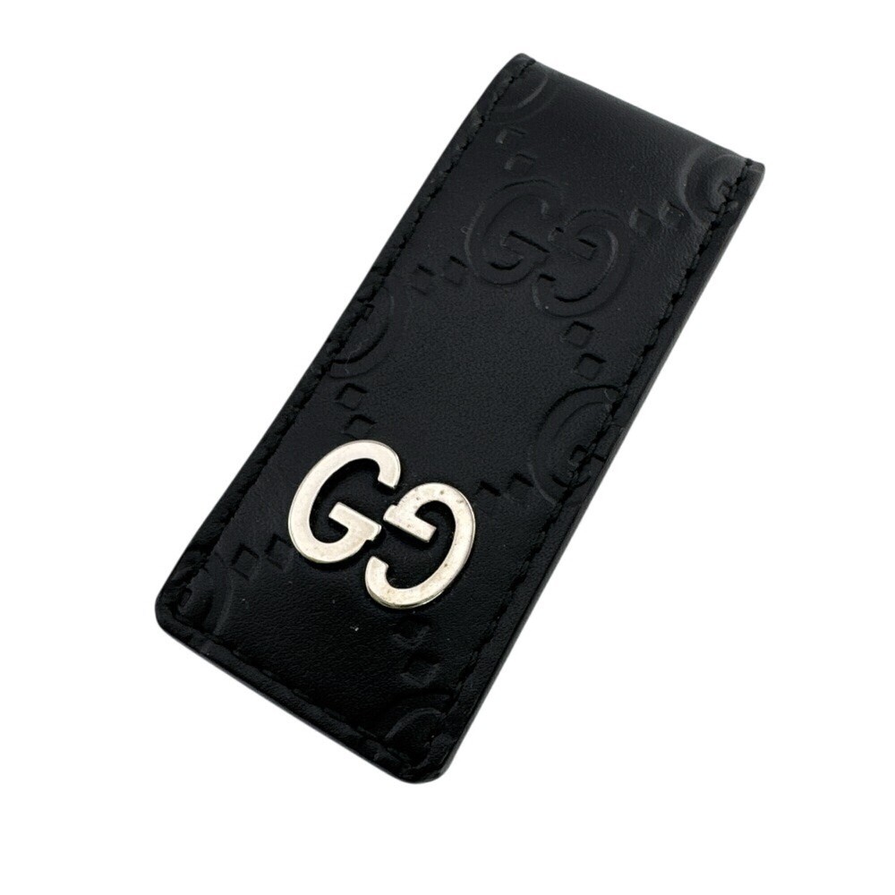 GUCCI Guccissima Leather Money Clip, Black